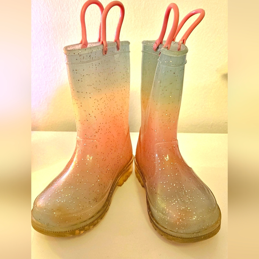 Rainbow Sparkly Gradient Light Up Rain Boots